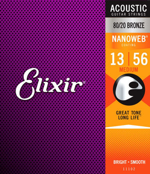 Elixir Nanoweb 13-56 Medium Guitar Strings 80/20 Bronze